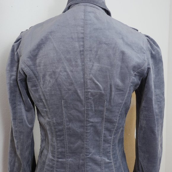 Sonia by Sonia Rykiel Gray Silver Velvet Button Patch Pockets SZ 38/US 6 Blazer - Picture 6 of 11
